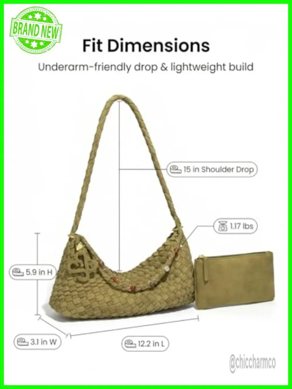 Small Soft Faux Suede Woven Hobo Handbag Shoulder Bag with Zippered Pouch